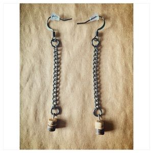 Earrings with wood beads